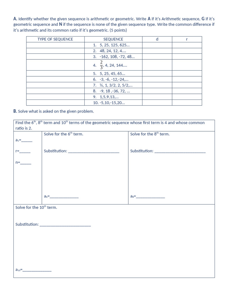 Geometric Sequence Activity | PDF