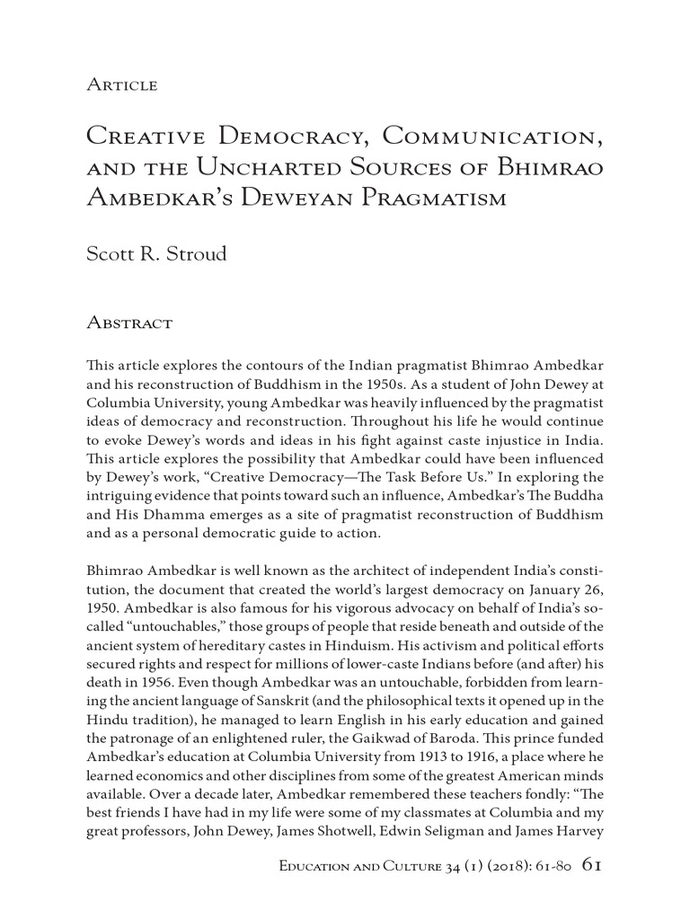 Creative Democracy Communication and The PDF Ahimsa John Dewey