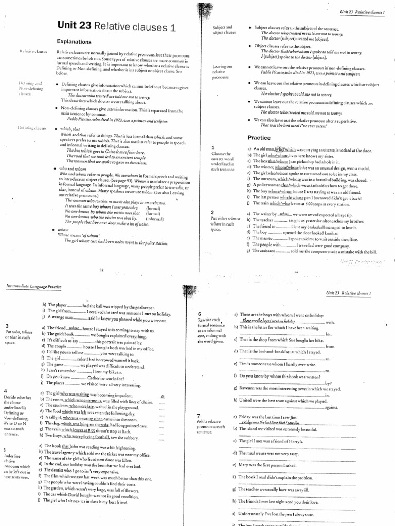 Homework Relative Clause | PDF