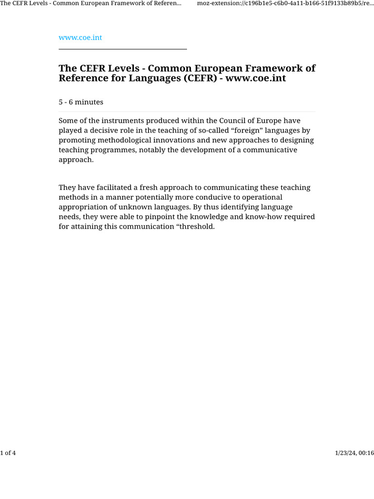 cefr | PDF | Language Education | Applied Linguistics