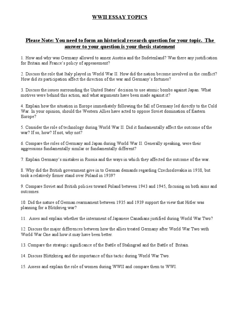 essay on world war 2