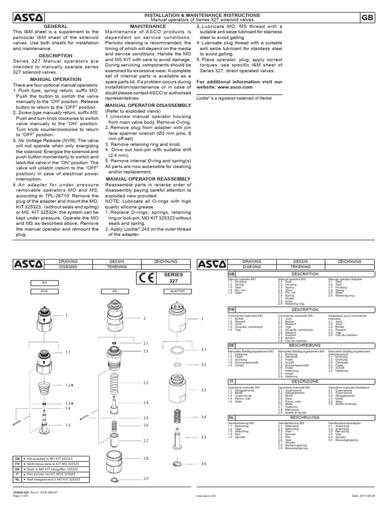 European Instruction Manual Series 327 Solenoid Valves Manual Operator ...