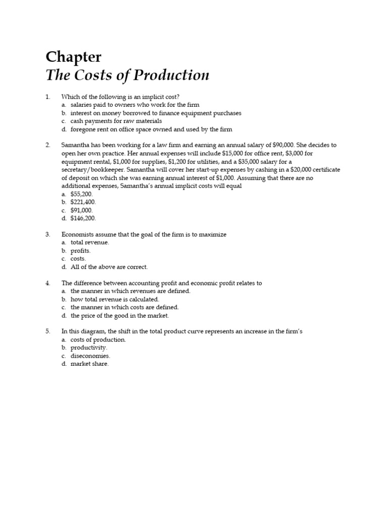 Understanding Production Costs and Profits | PDF | Average Cost ...