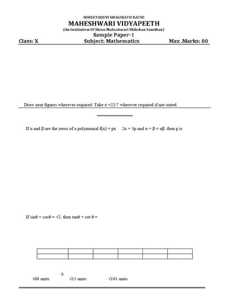 Comprehensive Math Question Paper | PDF | Circle | Classical Geometry