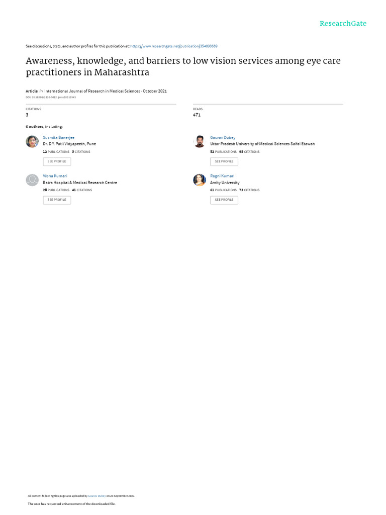 Awareness, Knowledge, and Barriers To Low Vision Services Among Eye ...