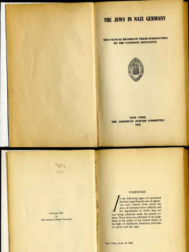 The Jews in Nazi Germany: The Factual Record of Their Persecution by ...