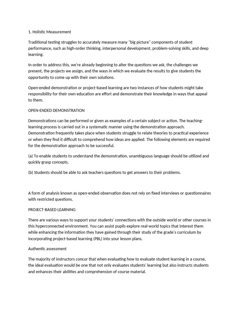 Report In Assessment Learning Pdf Project Based Learning