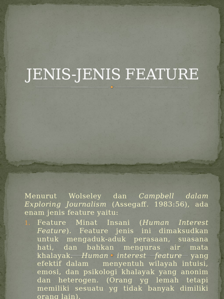 Jenis-Jenis Feature dalam Jurnalistik | PDF