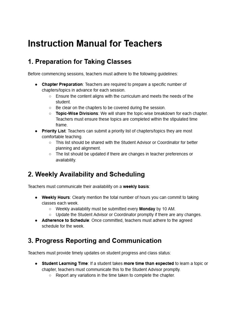 Teacher Instruction Manual Overview | PDF