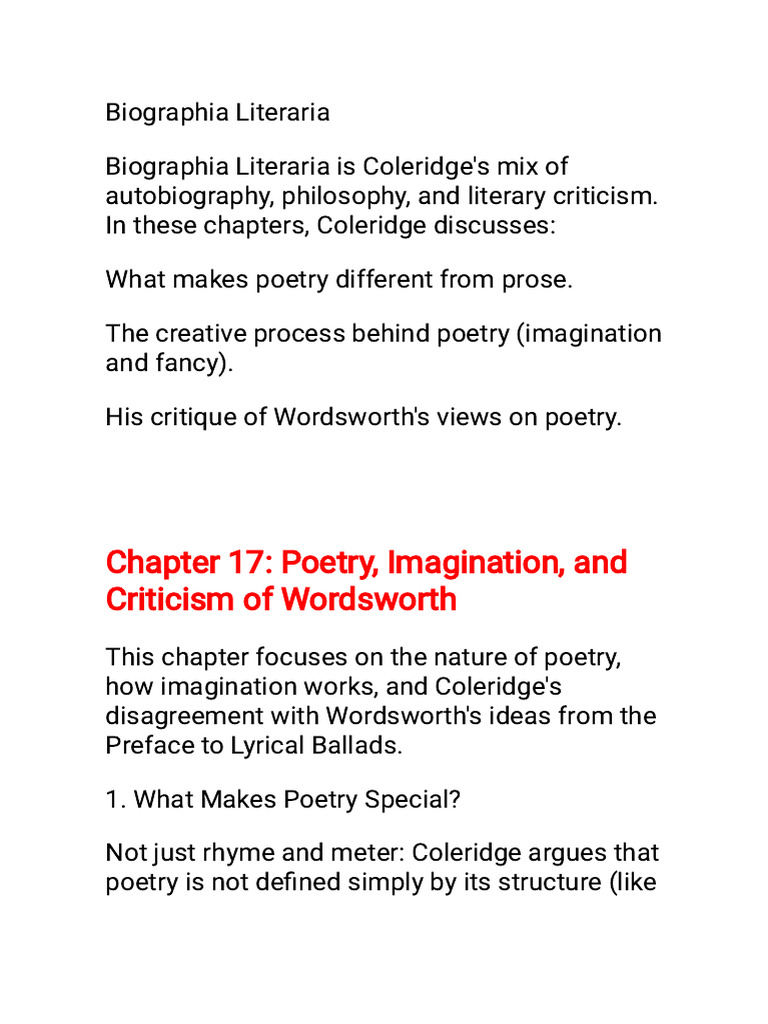 Coleridge's Critique of Wordsworth | PDF | Poetry | Samuel Taylor Coleridge