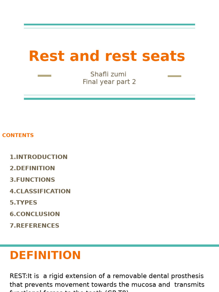 Understanding Dental Rest Seats | PDF | Tooth | Dentistry Branches