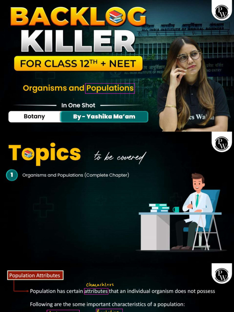 Organisms and population class notes backlog killer series for