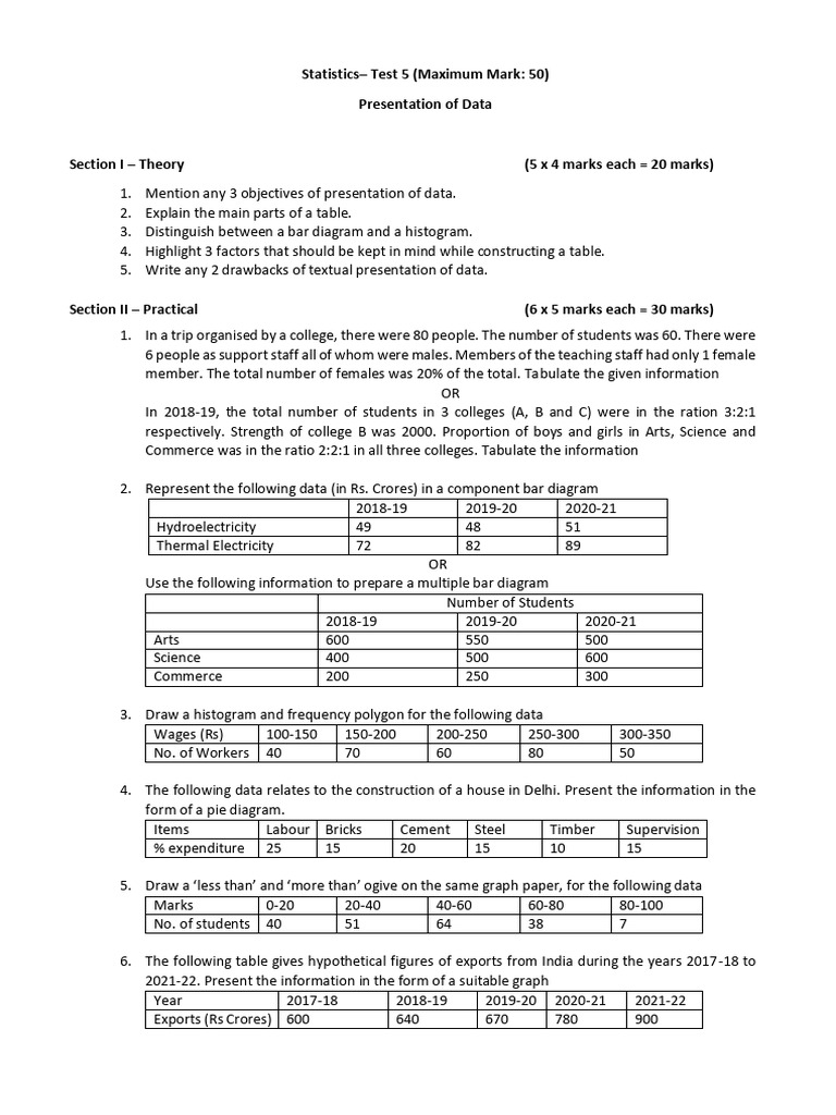 Test - Stats Unit 5-7 (Presentation of Data) - 240906 - 220611 | PDF