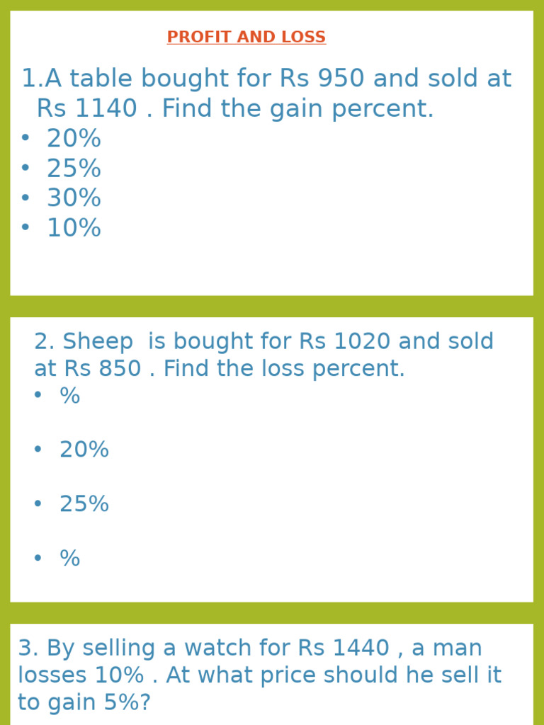 Profit and Loss Calculations Guide | PDF