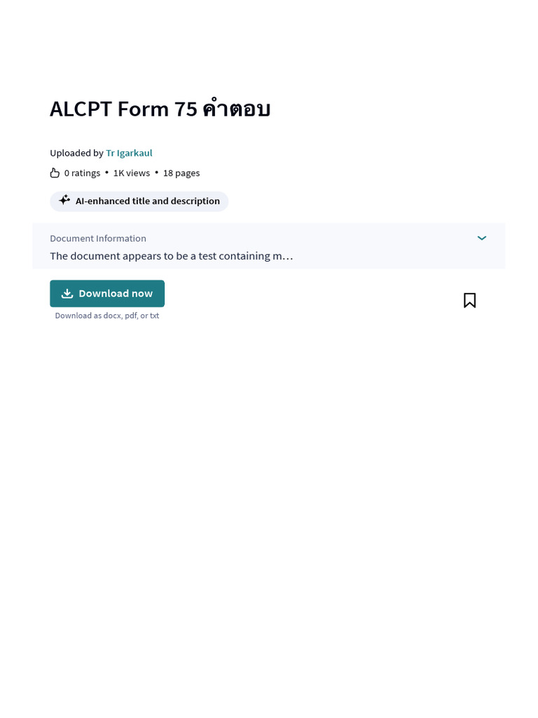 Alcpt Form 75 คำตอบ - PDF - Nature | PDF