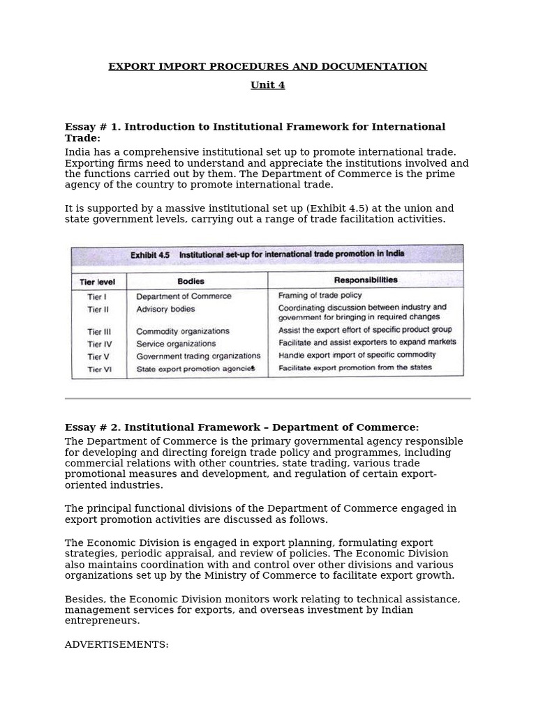 EXPORT IMPORT PROCEDURES AND DOCUMENTATION UNIT 4 | PDF | Economies | Trade