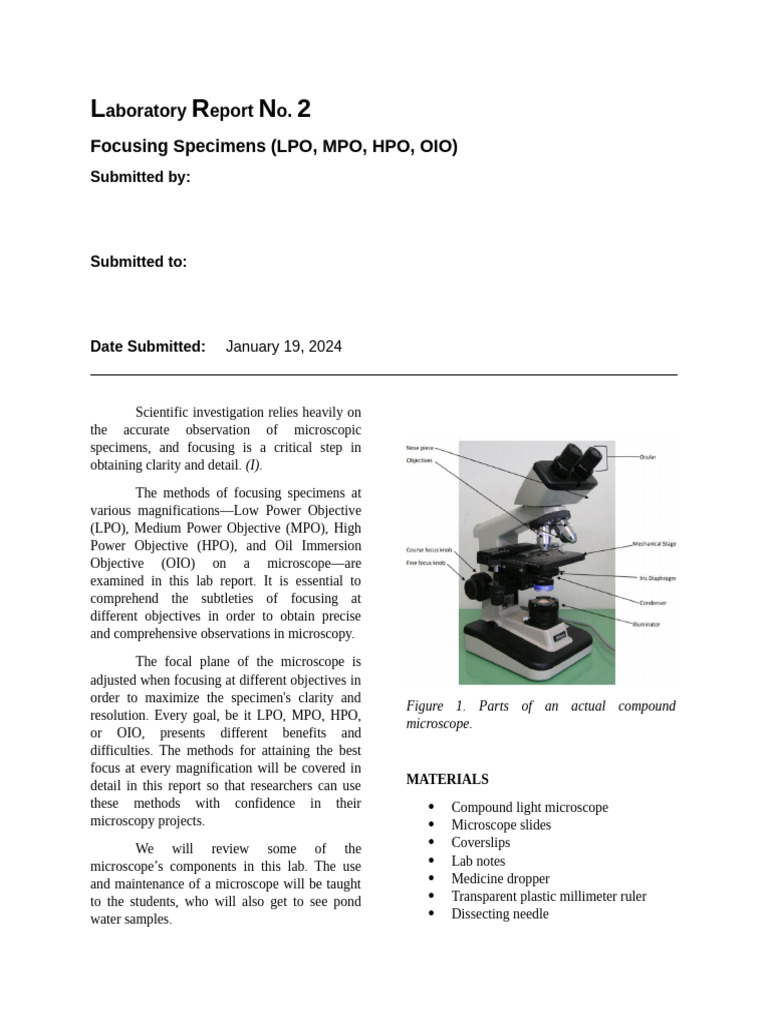Lab no. 2 | PDF | Microscope | Optics