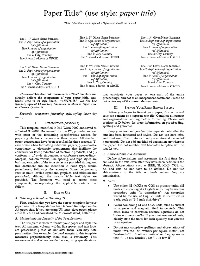 A4 Conference Paper Template Guide | PDF | International System Of ...