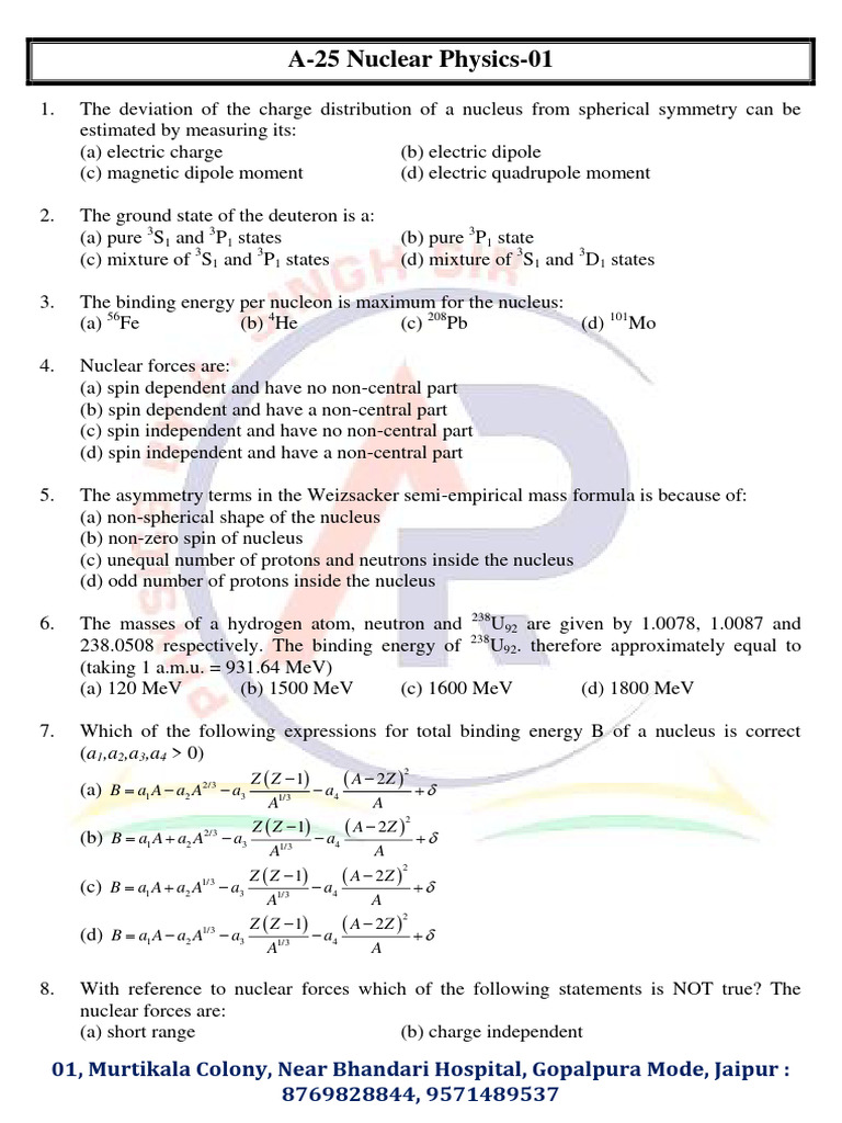 Nuclear Physics Concepts and Questions | PDF | Atomic Nucleus | Nuclear ...