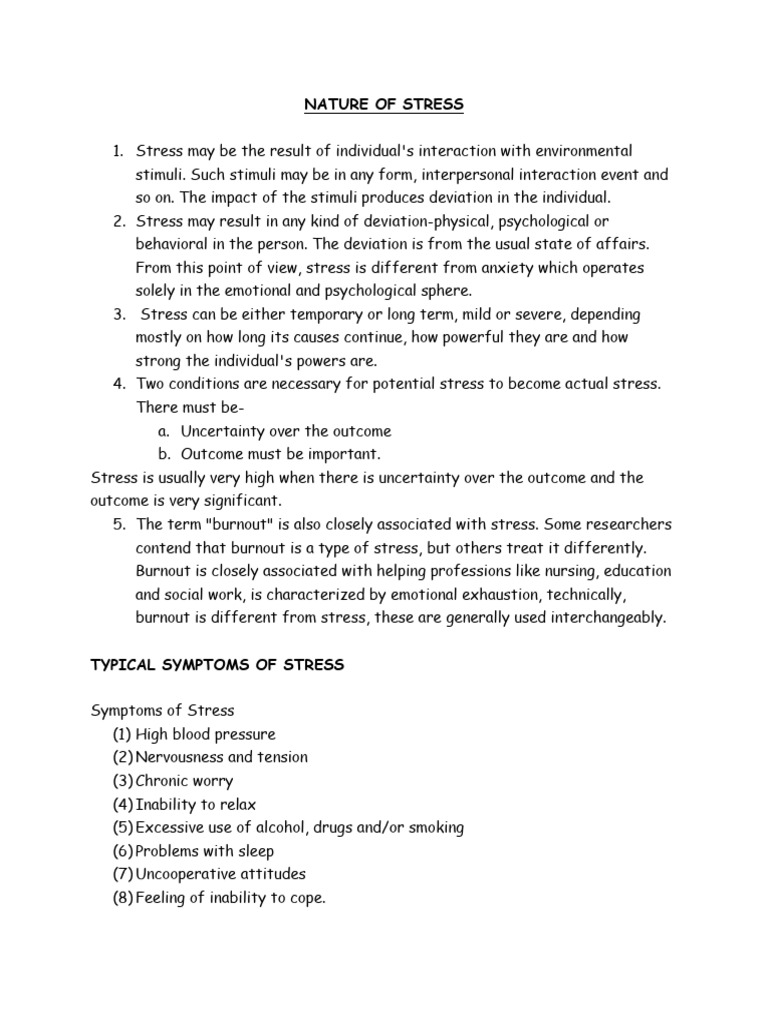 Understanding Stress: Causes and Symptoms | PDF | Stress (Biology ...