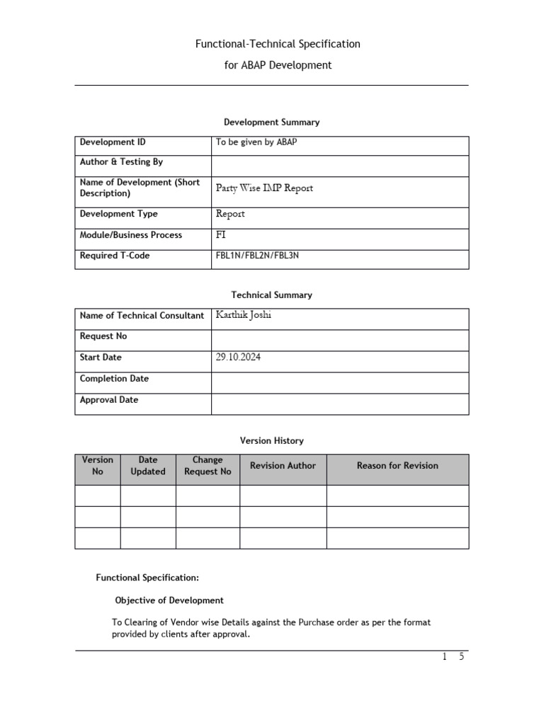 ABAP Party Wise IMP Report Specification | PDF | Computer Engineering ...