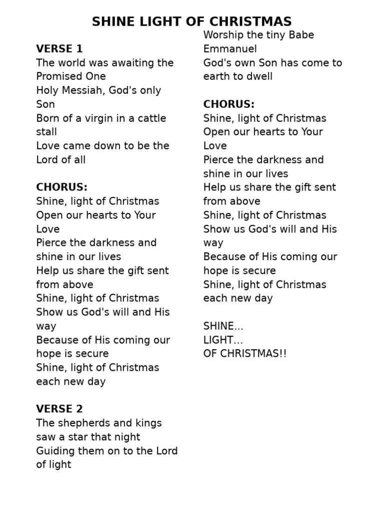 Shine the Light of Christmas Lyrics | PDF