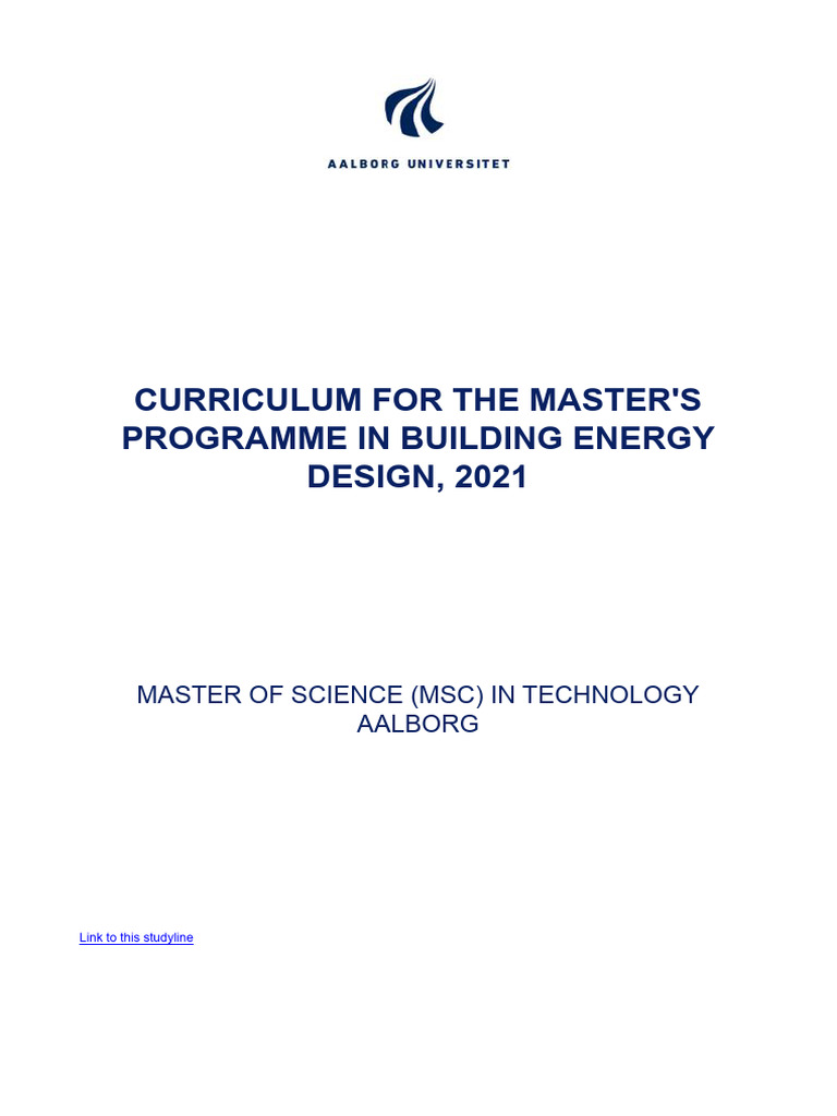 Curriculum For The Masters Programme in Building Energy Design 2021 ...