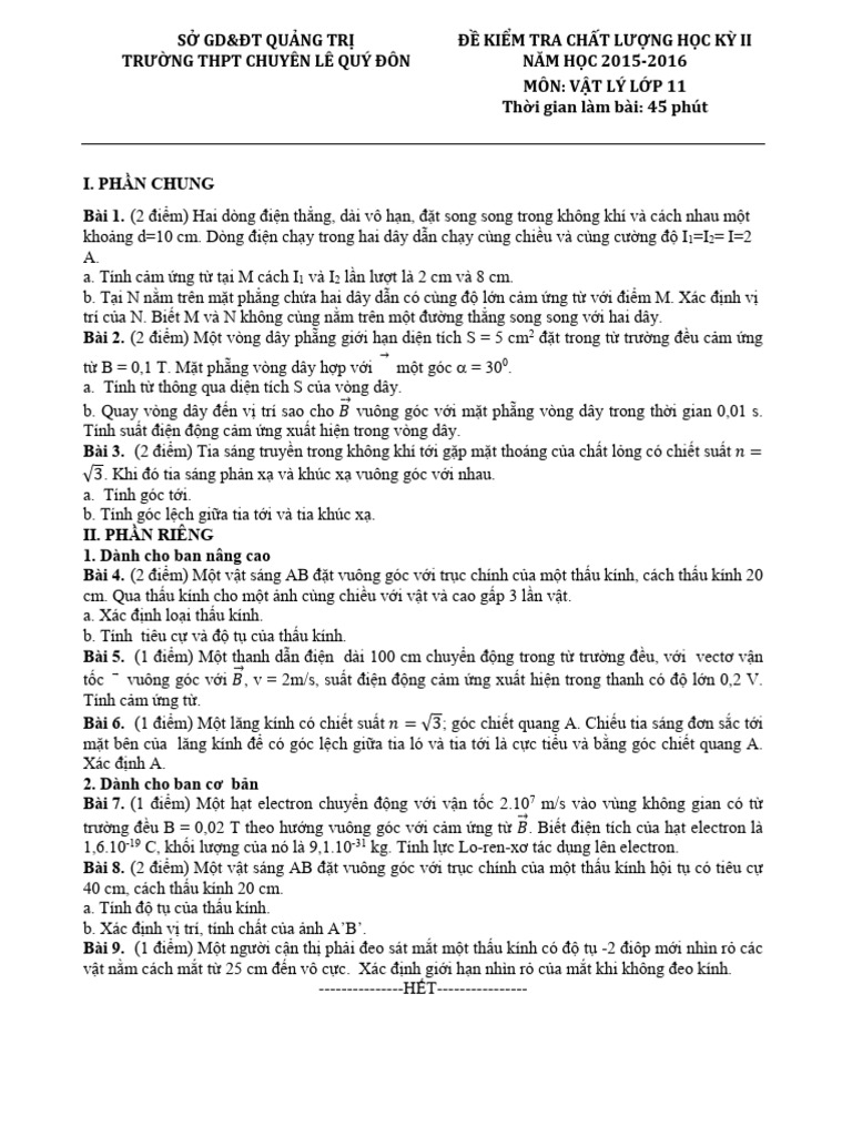 Dap An KT HK2-lop 11 2015-2016-Hoan Chinh | PDF