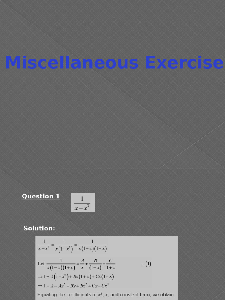 Class 12 Miscellaneous Exercise Solutions | PDF