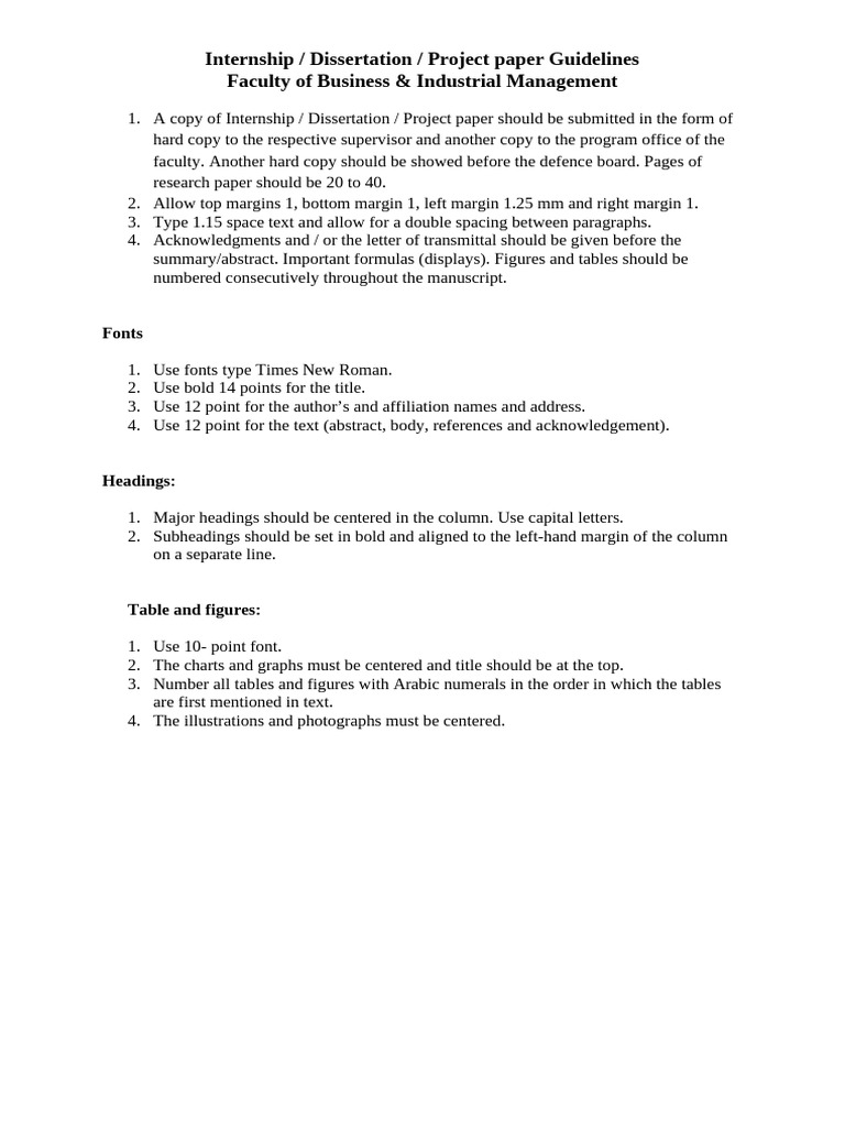 Internship and Project Paper Guidelines | PDF | Apa Style | Sampling ...