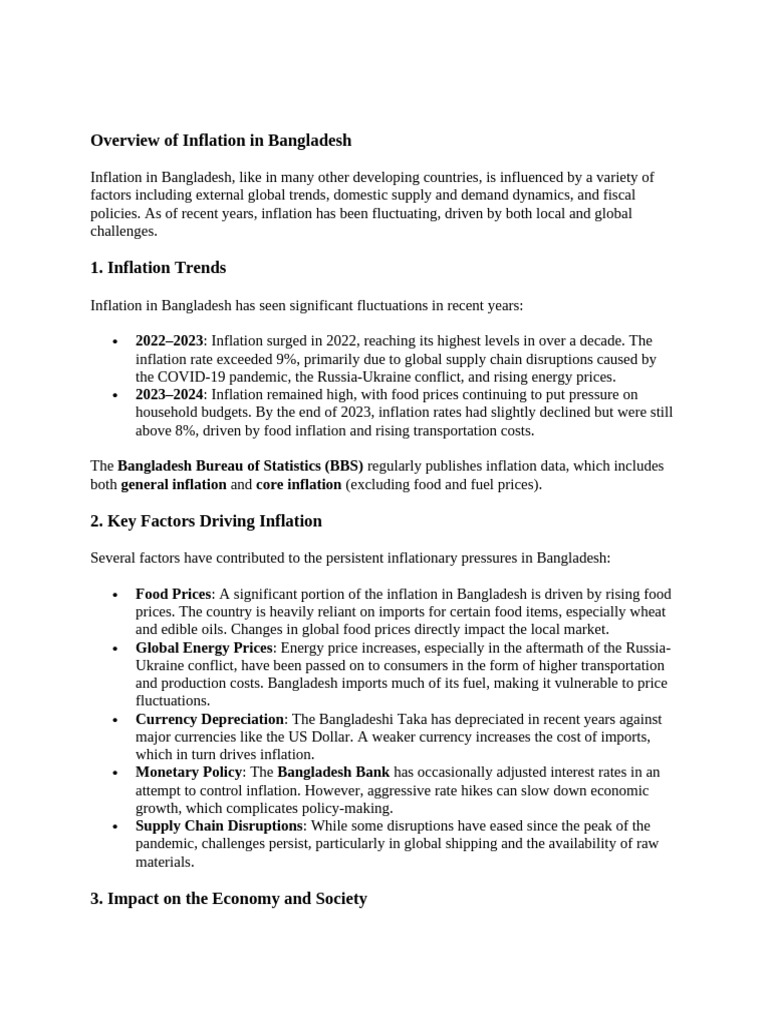 Inflation in The Economy of Bangladesh | PDF | Cost Of Living | Inflation