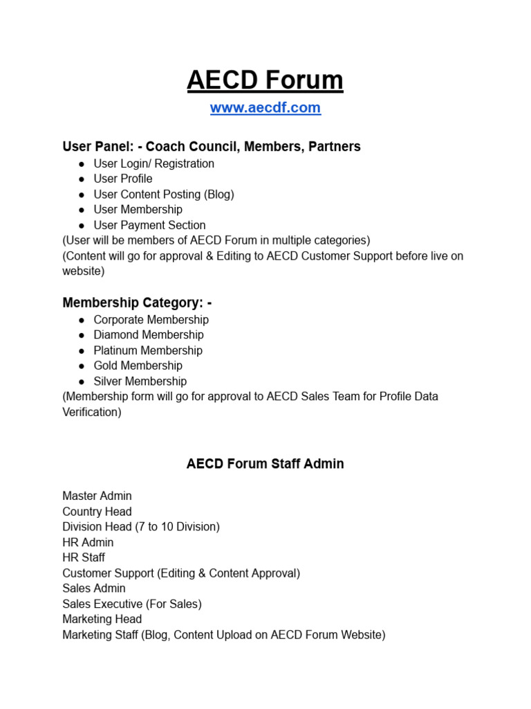 AECD Forum Membership Portal | PDF