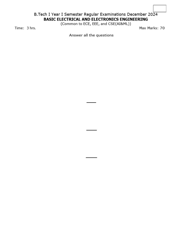 BEEE R23 Model Question Paper | PDF | Bipolar Junction Transistor | P–N ...