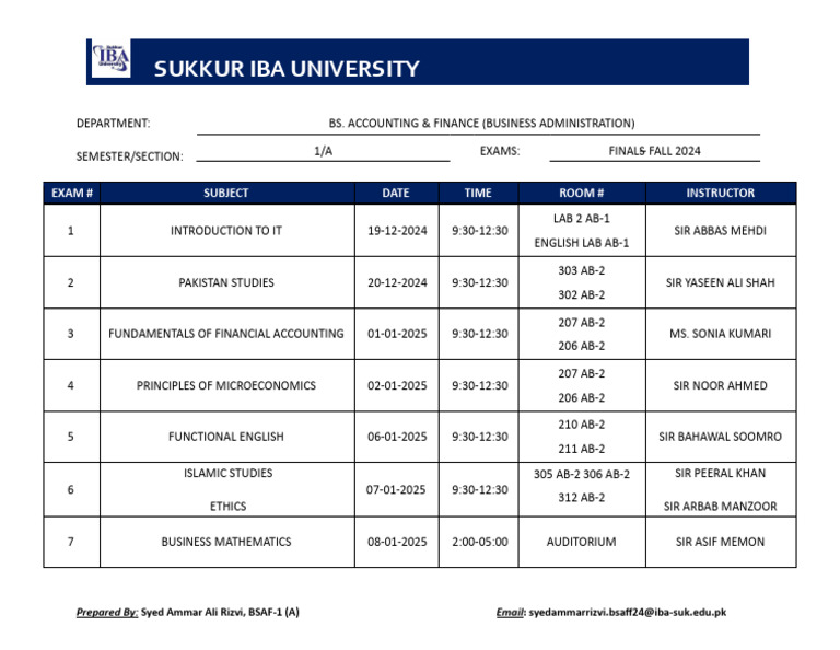 UIC Final Exam Schedule Fall 2024 | PDF | Pakistan