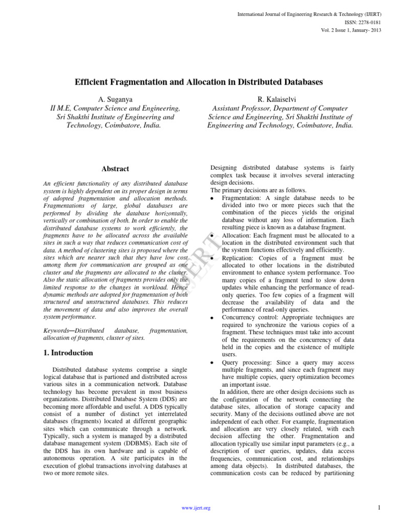 Fragmentation and Allocation in Distributed Databases | PDF | Xml ...