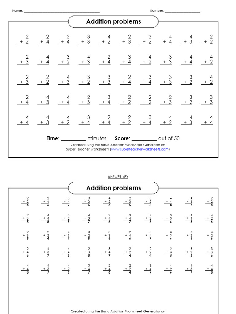 Super Teacher Worksheets Addition Problems | PDF | Worksheet