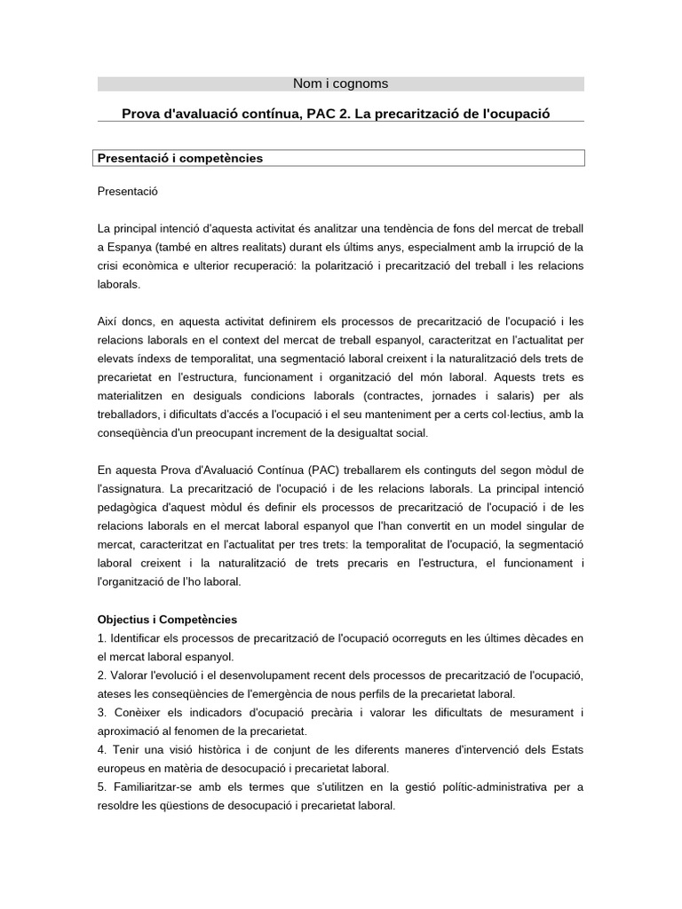 Enunciat PAC 2 Cat. | PDF