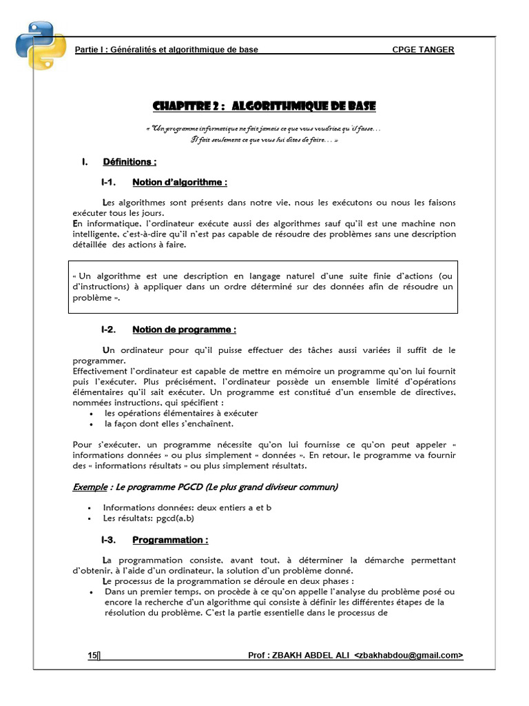 Introduction à l'algorithmique et programmation | PDF | Programmation ...