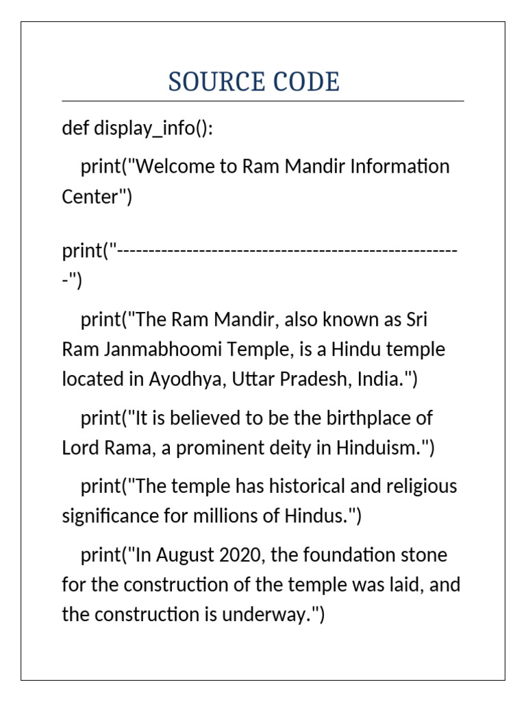 CS RAM MANDIR ODE | PDF | Rama | Indian Religions