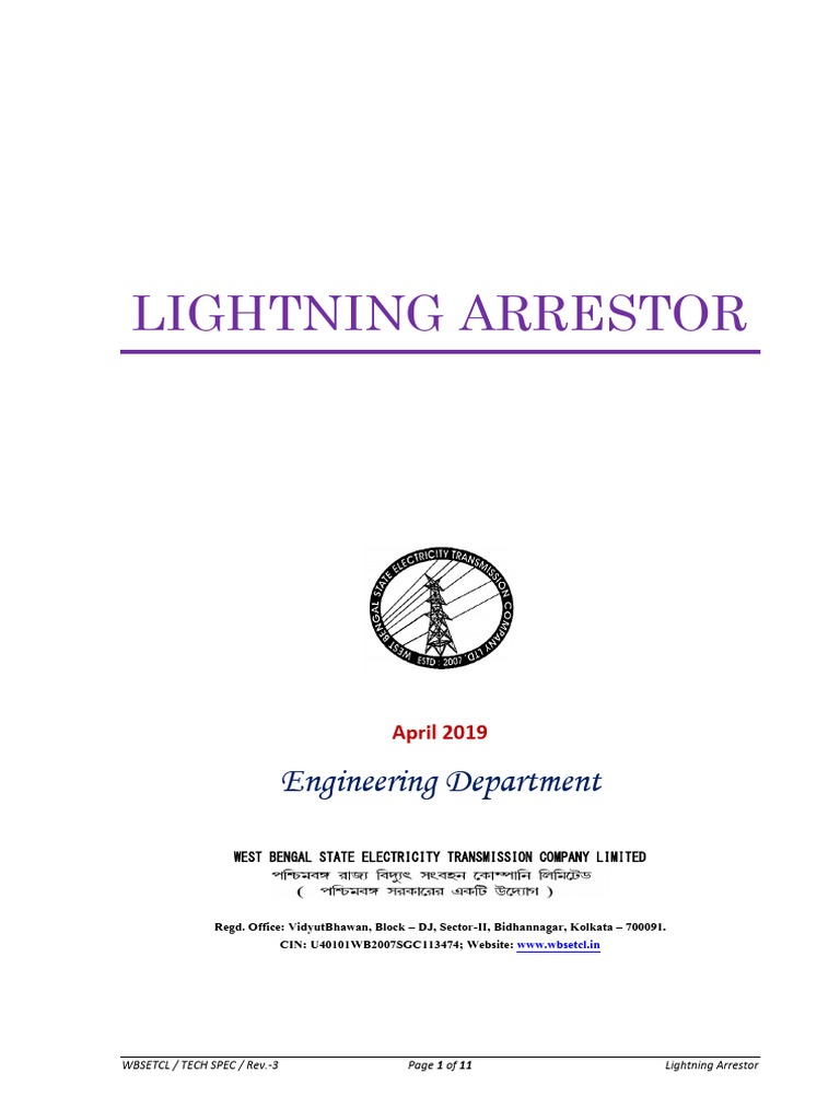 Technical Specification for Lightning Arrestors | PDF | Insulator ...