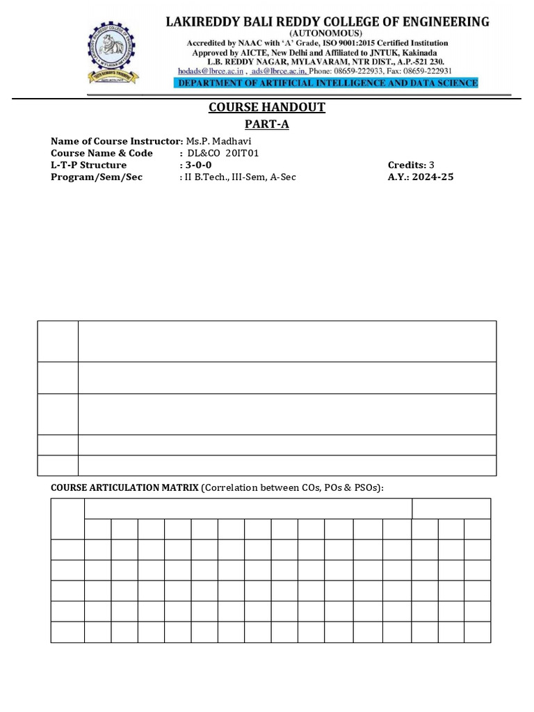 DLD Course Handout-Ai&ds A Sec 5 | PDF | Engineering | Computer Data ...