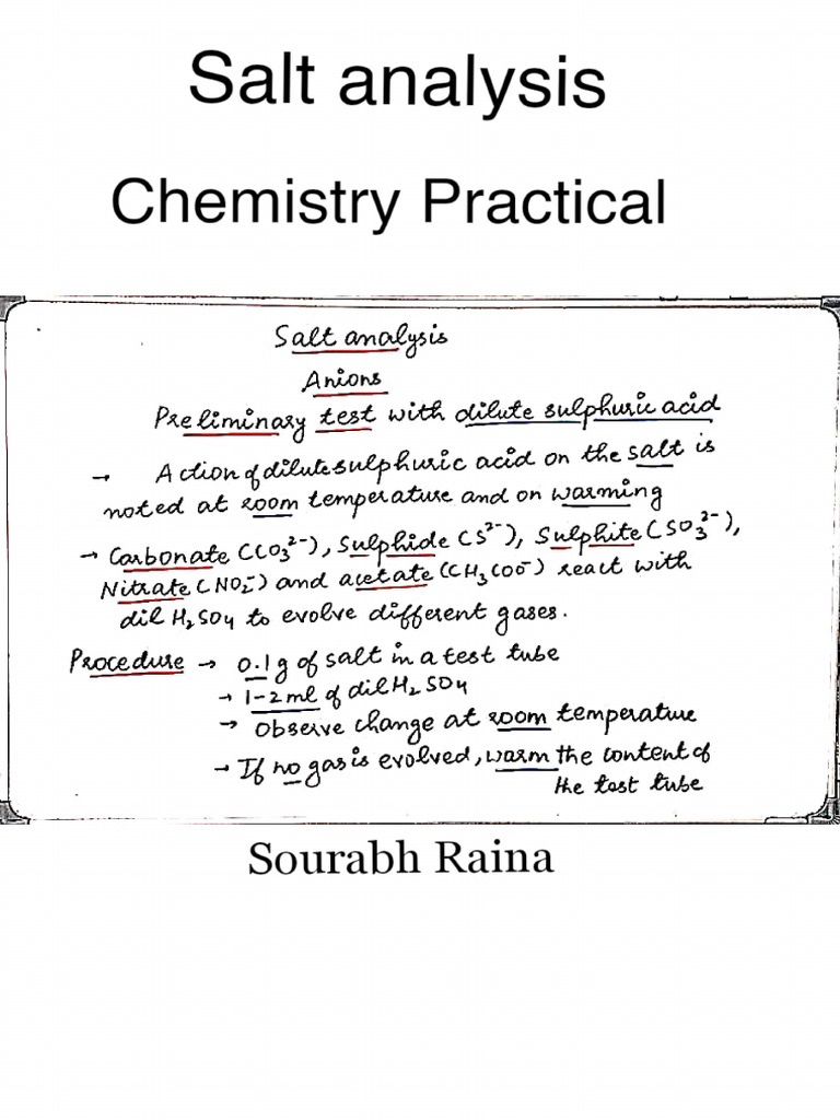 Salt Analysis | PDF