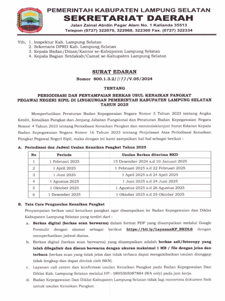 Surat Edaran Pangkat 2025 | PDF