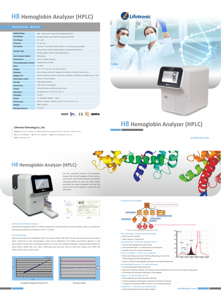 H8 Brochure Compressed | PDF | Glycated Hemoglobin