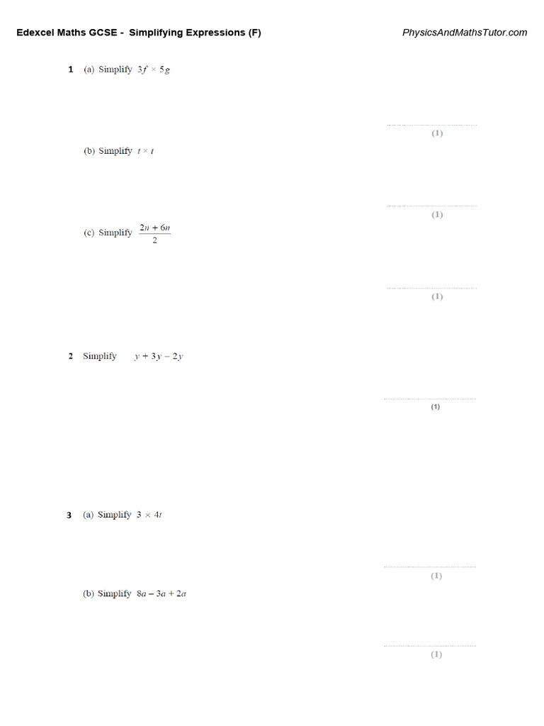 Simplifying Expressions (F) QP | PDF