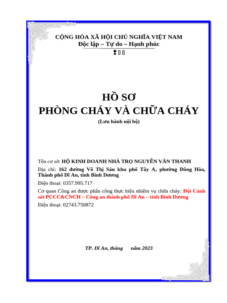 Hồ sơ PCCC (Mẫu Chuẩn) | PDF