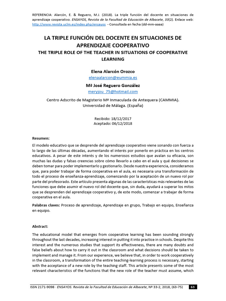 Rol del docente en aprendizaje cooperativo | PDF | Maestros | Aprendizaje