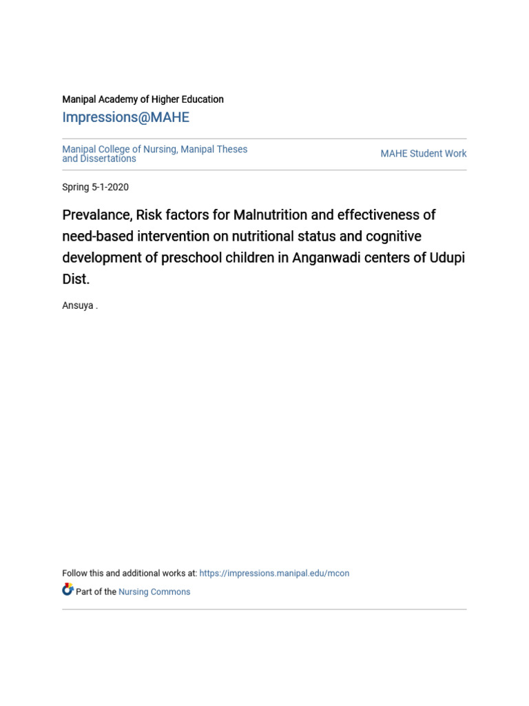 Prevalance Risk Factors For Malnutrition and Effectiveness of Ne | PDF ...