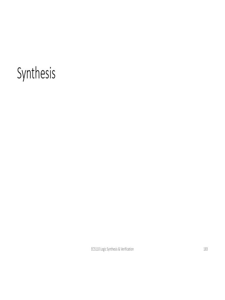 EC 5110 Logic Synthesis and Verification Lecture Notes 17112024 | PDF ...