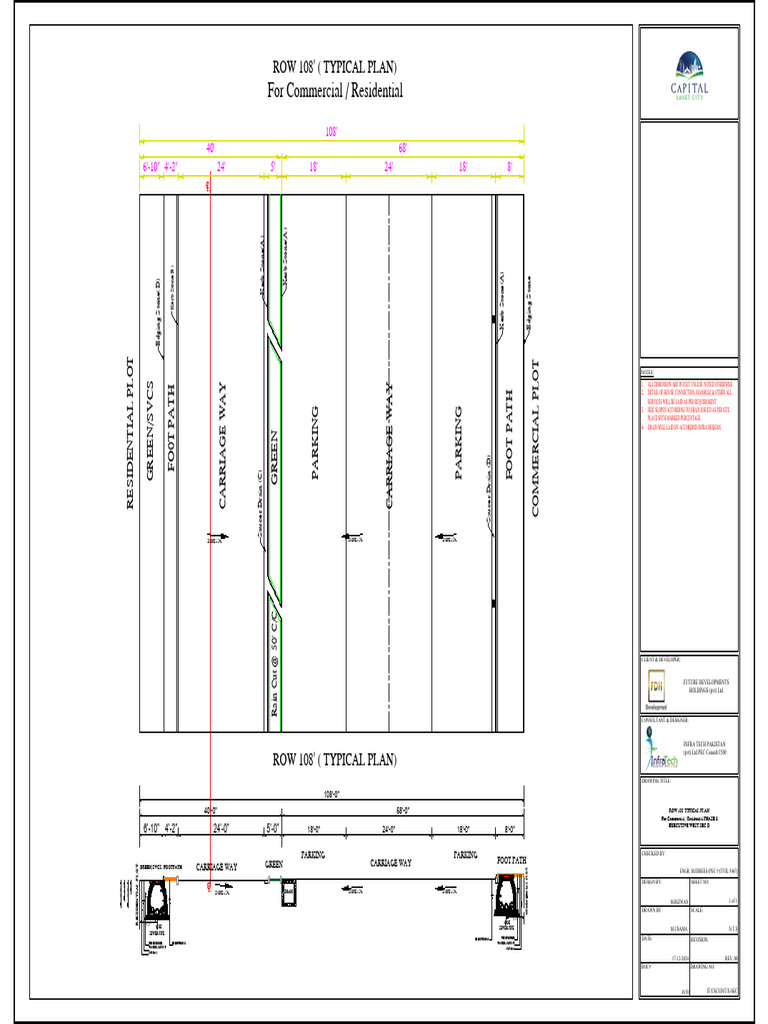 ROW 108' TYPICAL PLAN | PDF | Hydrology And Urban Planning | Hydraulic ...